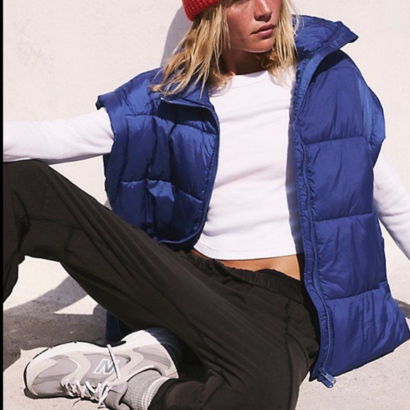 Free People FP Movement In a Bubble Puffer Vest in True Blue - Picture 1 of 11
